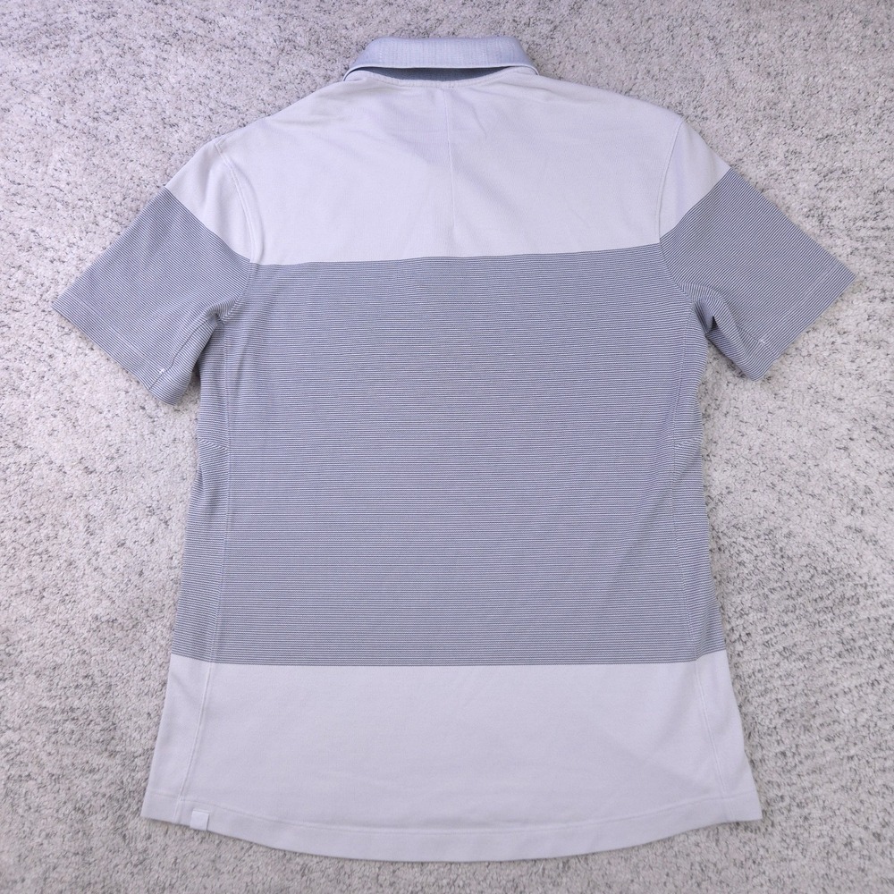 Lululemon Polo Shirt Mens Medium Tech Pique Striped Short Sleeve Gray Knit GUC - Picture 2 of 7